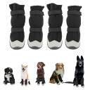 CAPASTEC 4個の犬用ブーツ、マジックテープ付きの反射防水犬用シューズ、小中型犬用のアンチスリップ屋外犬用シューズ、サイズ7、ブラック