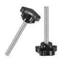 M METERXITY 2個入り スタークランピングノブ 機械/電子機器/家具/傘ベース用 M8x70mmメススレッド手締めネジ 機械ハンドル交換【ステンレス鋼 黒】
