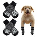 CAPASTEC 調整可能な粘着テープ付きの4枚入り滑り止め犬用ソックス、犬用ソックス、ハードウッドフロア用犬の足保護、グラデーショングレー、M