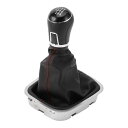 INFINAUTO 2014-2017年VWに対応ポロ用のプラスチック製の黒と赤のフェイクレザー製の6速マニュアルギアシフトノブカバー ギアボックススティックシ...