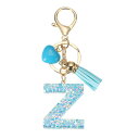 PATIKIL アルファベットイニシャルレターキーチェーン 女性用キーパースハンドバッグバッグアクセサリー用タッセルハートレターZペンダント装飾付きレジンかわい...