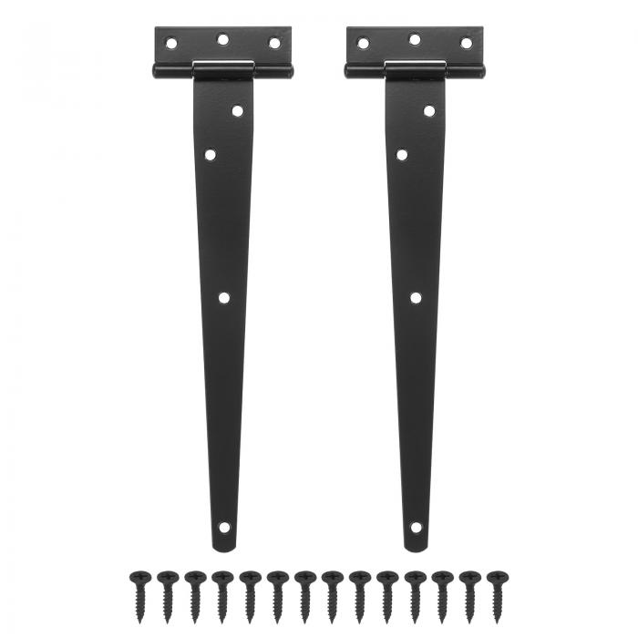 M METERXITY 2個入りのアイアンTストラップシェッドドアヒンジ 10 "のバーンドアゲートヒンジ 木製フェンス/ヤード/バーンドア用のヒンジ付きのティーヒンジワライトハードウェア[ブ ラ ック]