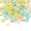 PATIKIL 2-8mm アソーテッドガラス樹脂ビーズ クラック入り砂利丸ビーズ小さなヨーロピアンスペーサーシードビーズ混合バルク 宝石メイキングDIYブレス...