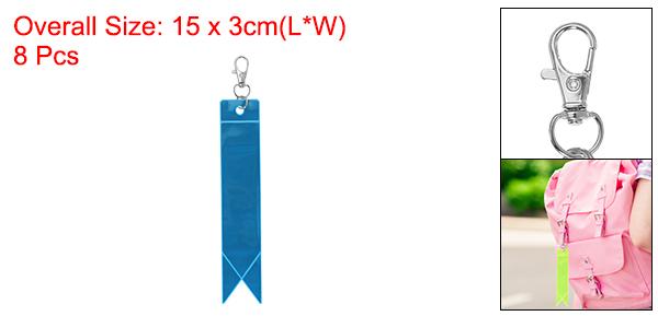PATIKIL セーフティリフレクター 6"x1" 8個セット リフレクタータグ ペンダント 反射安全キーチェーン クリップ付き バック個 サイクリング ランニング 車椅子用 レイクブルー
