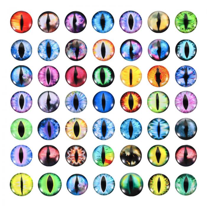 PATIKIL 15mmドラゴンアイ 100個の丸いガラスの目 動物の編み目の目 粘土人形作り クラフトDIY ジュ エ..