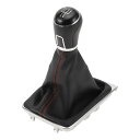 INFINAUTO 2013-2021年用のVWに対応 Passat用のプラスチック製の黒と赤のフェイクレザー製の5速マニュアルギアシフトノブカバー ギアボック...