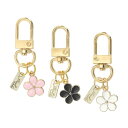 PATIKIL 花のキーチェーン 3個のエナメルチャ ーム付きの個人用キーリング かわいい花のキーチェーン 財布バッグアクセサリー カーリングペンダント ハンド...
