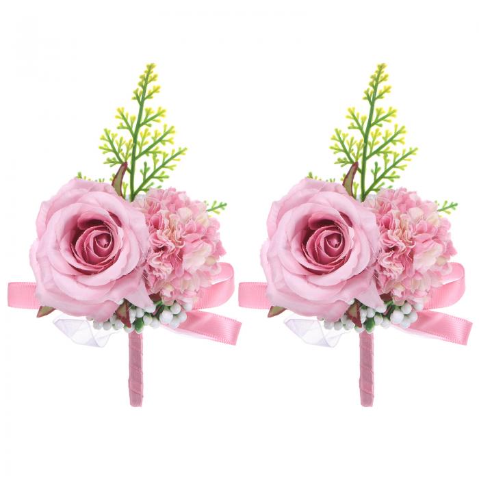 M METERXITY 2パックのメンズ用ブートニア ウェディング 記念日 フォーマルパーティー用の人工バラのブートニア メンズ用のピン付きポケットブートニア[...