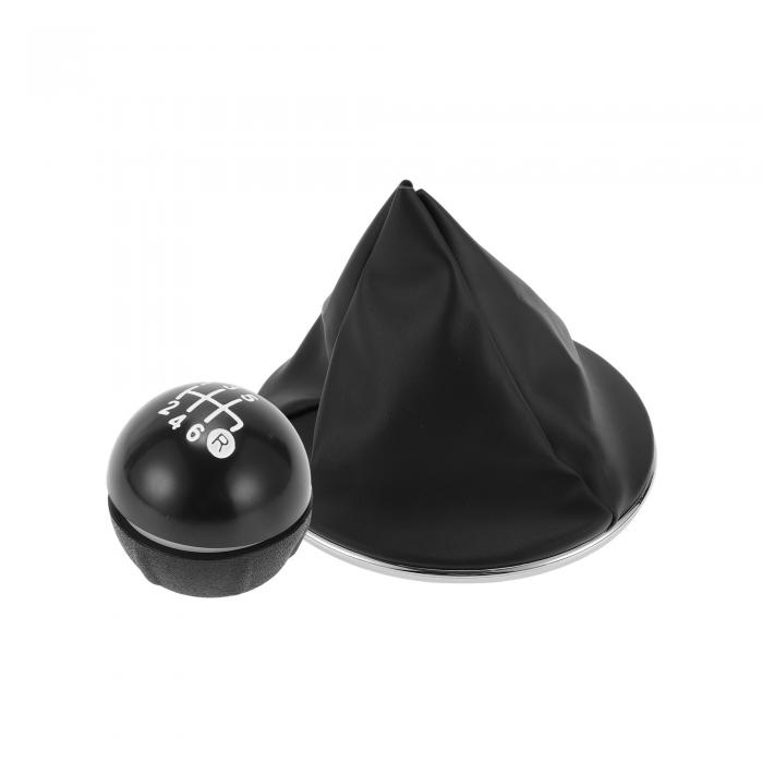 Partuto 6段階マニュアルギアシフトノブ付きカバー - 車用シフトレバーノブ - フィアット500 2007-2014 プラスチックフェイクレザーブラック - 1個(2)