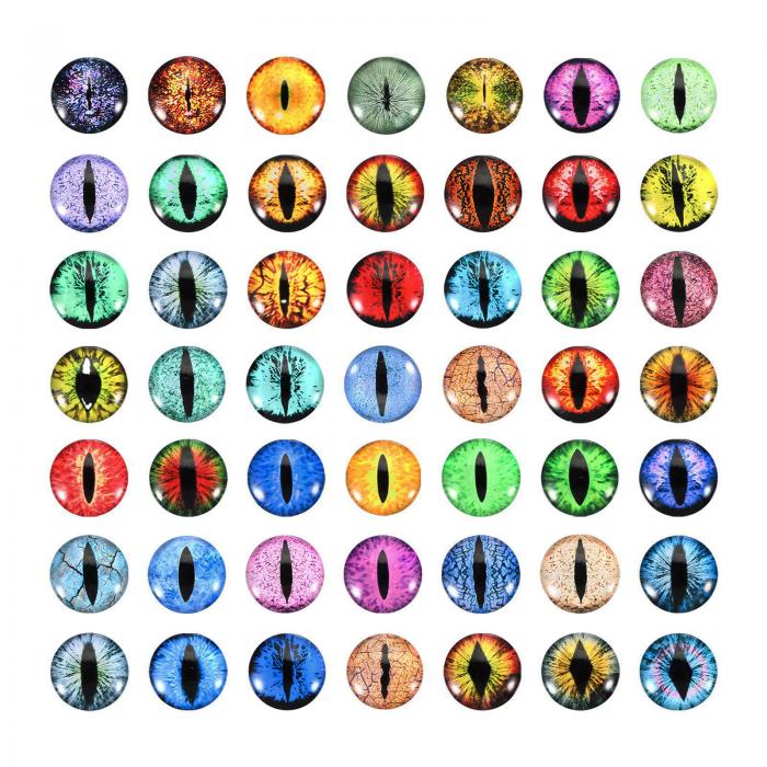 PATIKIL 12mmドラゴンアイ 100個の丸いガラスの目 動物のかぎ針編みの目 粘土人形作り クラフトDIY ジ..