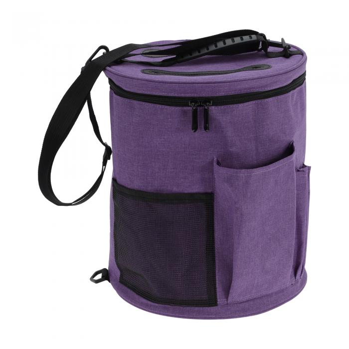 CAPASTEC 1セットの編み袋、肩掛けストラップ付きの糸オーガナイザートートバッグ、編み糸用のポータブル収納バッグ、編み物用の拡張可能な糸ホルダー、パープル