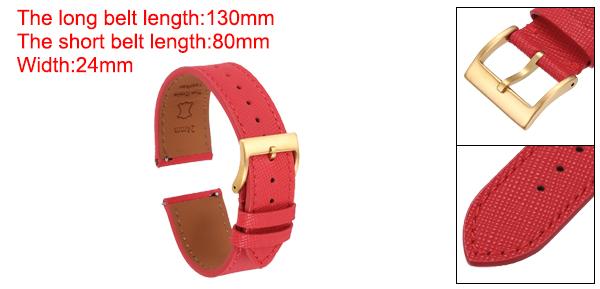 本物のレザーウォッチバンド 24mm クイックリリース交換用ウォッチストラップ ステンレススチール製ゴー ルドバックル付き 男性 女性用 レッド