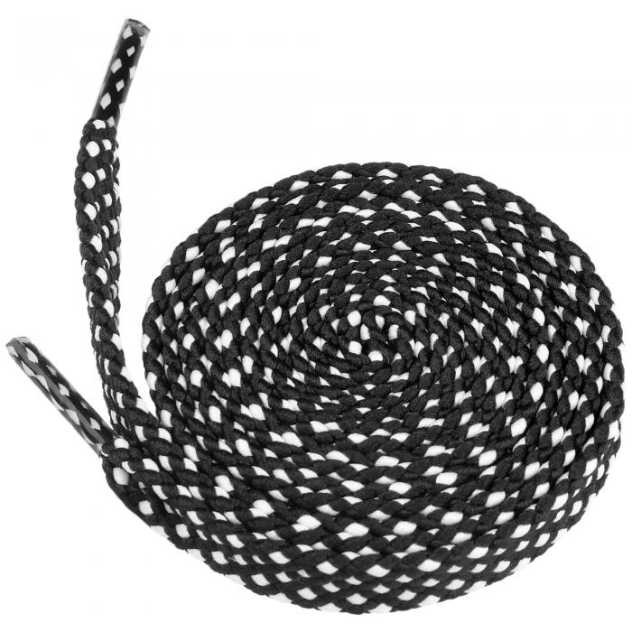 Elerevyo フラット靴ひも アスレチック 水玉 二層靴ひも スニーカー スポーツ シューズ用 2ペア ブラックホワイト 120cm/47.24