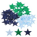 5つ星 アイロンパッチ 刺繍付き パッチ アップリケ 衣類 修理と装飾用 2.9x2.9cm/1.14x1.14" 50枚入り(ダークブルー ダーク緑 ブルー)