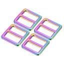 PATIKIL 20mm / 4/5" トライグ ライドスライドバックル 4個入り メタルウェビングストラップファスナー バックパックバッグベルト用 カラフル