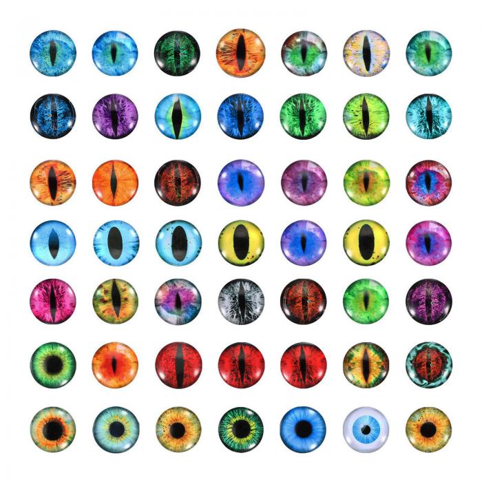 PATIKIL 14mmドラゴンアイ 100個の丸いガラスの目 動物の編み目の目 粘土人形作り クラフトDIYの発見 ..