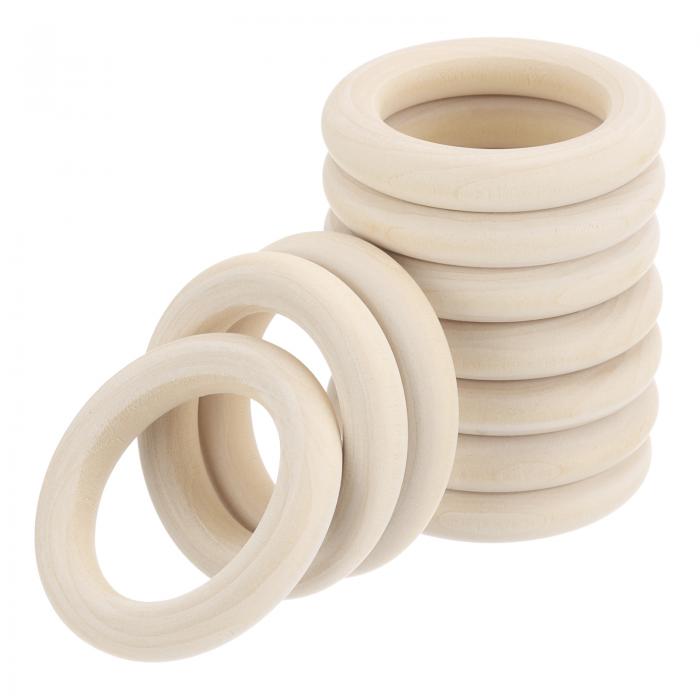 20個2.2インチ未仕上げ木製リングスムースナチュラルウッドマクラメリングスカーテンコネクタDIYクラフト編み装飾宝石メイキング