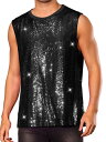 Lars Amadeus メンズ スパンコールタンクトップ 光沢のあるグリッター ノースリーブ Tシャツ パーティー ディスコ メタリックベスト ブラック S