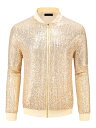 Lars Amadeus メンズ スパンコール バーシティ ジャケット 70年代 ディスコ ジッパー パーティー グリッター シャイニー ボンバー ジャケット ...