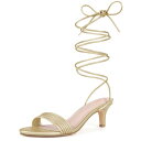 Allegra K レディース ストラップ レースアップ キトンヒール サンダル 金 27.0cm