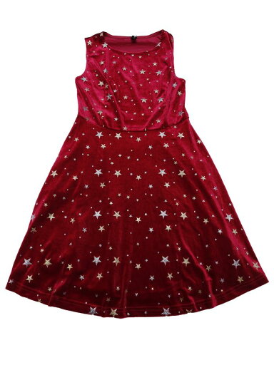 Allegra K ミニワンピース 星柄 ベルベット ラウンドネック ノースリーブ 衣装 レディース ブルゴーニュ M Allegra K ミニワンピース 星柄 ベルベット ラウンドネック ノースリーブ 衣装 レディース ブルゴーニュ M