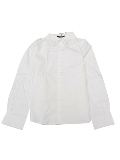 Allegra K レディース ワークシャツ 長袖 ブラウス 刺繍襟 ボタンダウンシャツ ホワイト S Allegra K レディース ワークシャツ 長袖 ブラウス 刺繍襟 ボタンダウンシャツ ホワイト S