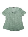 Allegra K 水玉 シャツ トップス 丸襟 パフスリーブ 半袖 ヴィンテージ レディース ライトグリーン S