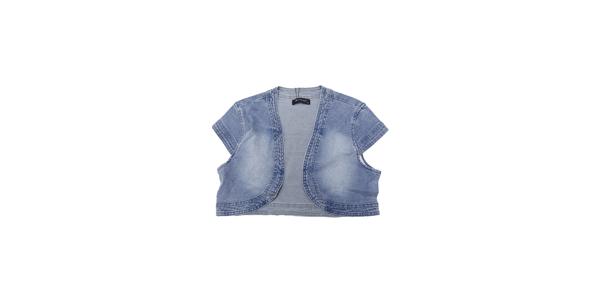 Allegra K クロップデニムボレロ カーディガン ジージャン ショット丈 スリム キャップスリーブ ジャケット カジュアル レディース グレーブルー M