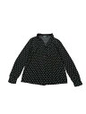 Allegra K シャツ トップス ボタンダウン Vネック ノッチドラペル 長袖 胸ポケット レディース ブラック ハート柄 S