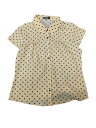 Allegra K 水玉トップス シャツ 半袖 ヴィンテージ カジュアル レディース イエローカーキ XS