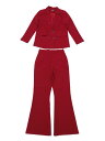 Allegra K スーツ 上下セット ブレザー ロングパンツ ビジネス 通勤 オフィス ノッチドラペル 2点セット レディース ブルゴーニュ L(4)