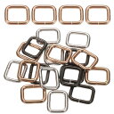 18個 メタル長方形リングバックル 4/5" x 3/5" スクエアストラップウェビングベルトリング キャンプ用犬用荷物ベルトクラフトDIYアクセサリー ライト金色 シルバー グレー 黒