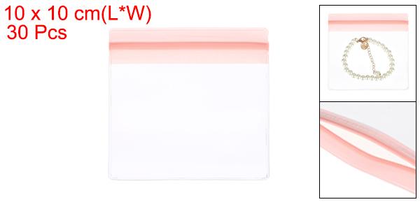 30個のクリアPVCジュ エリーストレージバッグプラスチック ジッパージュ エリーバッグリングイヤリングブレスレットストレージおよび販売用パッケージング ピンク（4 x 4インチ）
