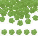 50個のグ リーン樹脂バラの花ビーズ 10mmフラットバック花チャ ーム不透明な彫りバラビーズDIYジュ エリー作りネイルサングラスシューズヘアクリップホームデ...