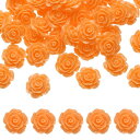 50個のオレンジ色樹脂バラの花ビーズ 20mmフラットバック花チャ ーム不透明な彫りバラビーズDIYジュ エリー作りネイルサングラスシューズヘアクリップホームデコレーション(4)
