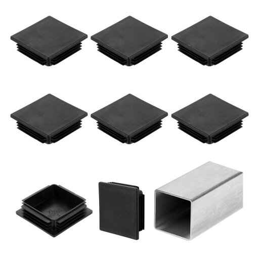 3 1/8" (80mm) スクエアチューブエンドキャップ、8個のプラスチックホールプラグインサートエンドキャップ、金属チューブポスト椅子脚テーブル本棚家具用、黒 3 1/8" (80mm) スクエアチューブエンドキャップ、8個のプラスチックホールプラグインサートエンドキャップ、金属チューブポスト椅子脚テーブル本棚家具用、黒