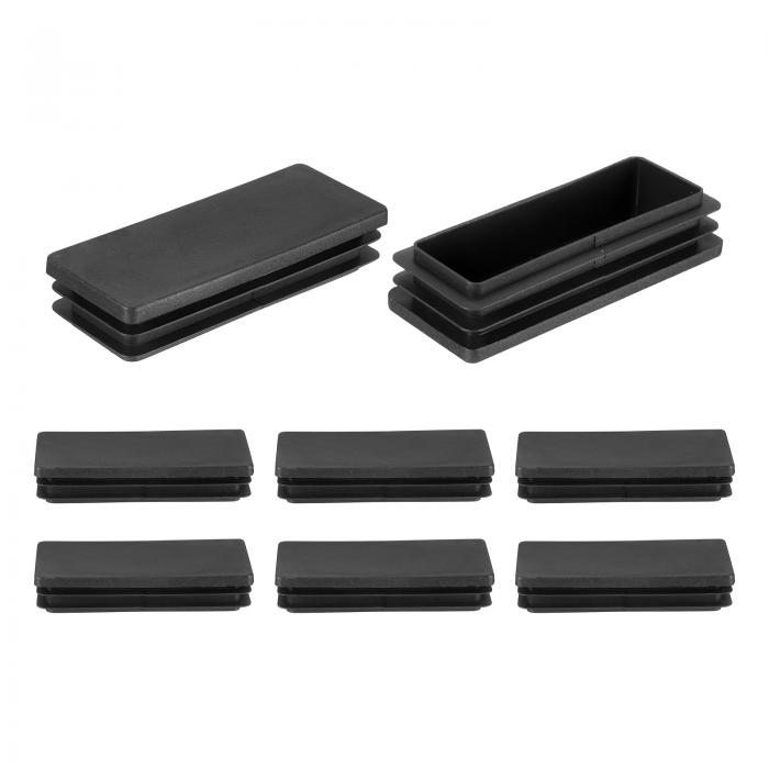 8個の長方形のチューブエンドキャップ4 x 1 19/32インチプラスチックホールプラグメタルチューブポストチェアレッグテーブル本棚家具用、黒