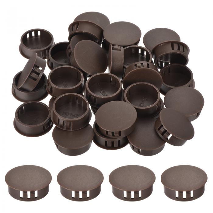 64個 28mm(1 1/8インチ) ブ ラウンプラスチックホールプラグ フラッシュタイプパネルホールプラグインサートエンドキャップ ロッキングホールチューブ家具キャビネット