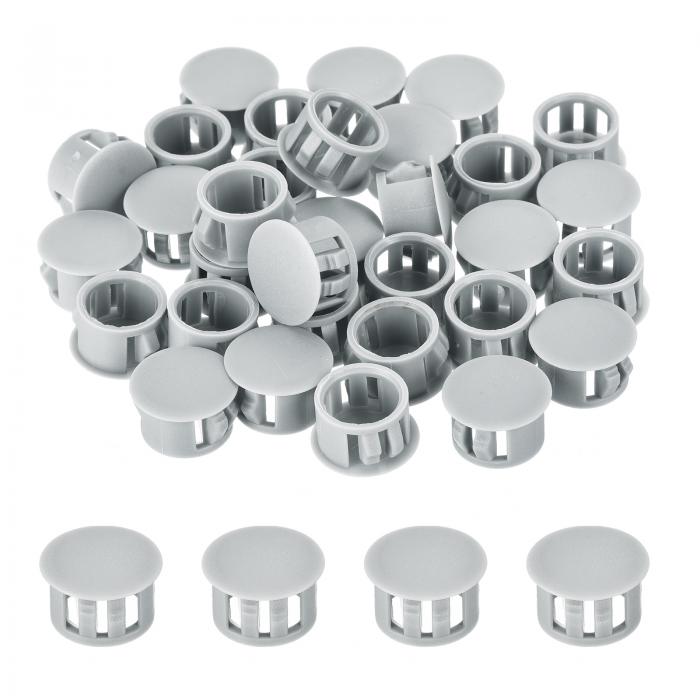 32個14mm(9/16インチ)のライトグレーのプラスチックホールプラグ フラッシュタイプのパネルホールプラグ ロックホールチューブ家具キャビネット用エンドキャップを挿入