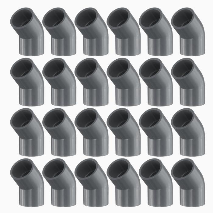 24個 1/2インチ 45度エルボーパイプ継手 家具用グレード2ウェイ 45度エルボーPVCコーナーアダプター DIY構造家具ガーデン棚接続用 グレー