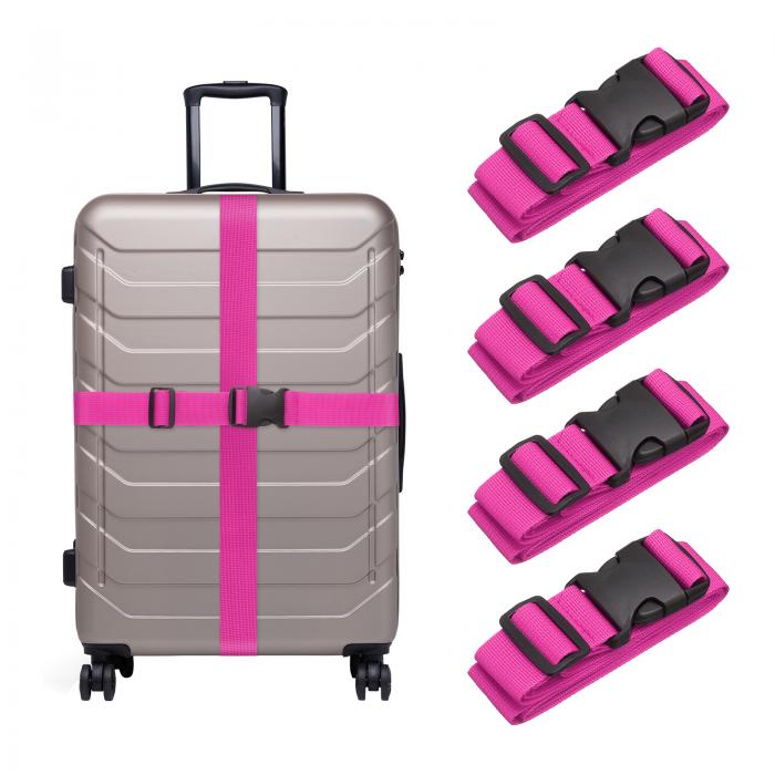 4個 スーツケース用ストラップ 調整可能なスーツケースコネクタストラップバックル トラベルスーツケー..