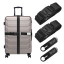 20-30" スーツケース用2個セット 荷物ストラップ 調節可能な荷物コネクターストラップバックル 旅行スーツケースバッグストラップベルト パスワードバックルとタグ付き 黒