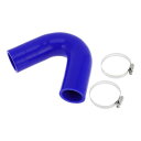 X AUTOHAUX シリコンホース シリコンチューブ エルボ135度 ブルー 長さ102mm+102mm 内径41mm ホースバンド付き 自動車 建設機械 工...