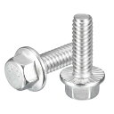 10個 1/4-20 x 3/4" フランジ六角ボルト 304ステンレススチールフランジ六角ネジ フランジ六角ドライブネジ 5.8グレード 機械産業家電用 シルバー
