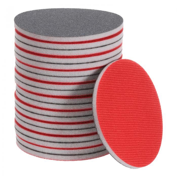 20個320番研磨スポンジ4インチフックアンドループスポンジ研磨ディスク、オービタルサンダー用、ウェット/ドライ使用、車両用ウッドボードメタル家具研磨用スポンジバッファ