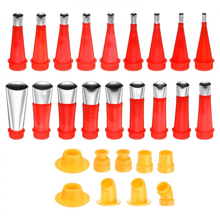 26個 コーキングフィニッシャーキット18本 ステンレス製コーキングノズルアプリケーター再利用可能なコーキングノズル先端8つ 接続ベース付きバスルームキッチンドアウィンドウ用