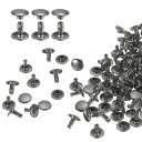 60セット ダブルキャップレザーリベット 9x8mm 丸キャップチューブ状メタルスタッズ 生地用リベット ベルト ブーツ バッグ用 ブロンズ