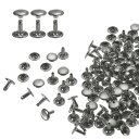 60セット ダブルキャップレザーリベット 10x10mm 丸キャップチューブ状メタルスタッズ 生地用ベルトブーツバッグ用 レザークラフトリベット ブロンズ