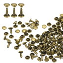 100セット ダブルキャップレザーリベット 6x8mm 丸キャップチューブ状 メタルスタッズ 生地用ベルトブーツバッグ用 レザークラフトリベット ブロンズ