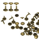 60セット ダブルキャップレザーリベット 10x10mm 丸キャップチューブ状メタルスタッズ 生地用ベルトブーツバッグ用 ブロンズ